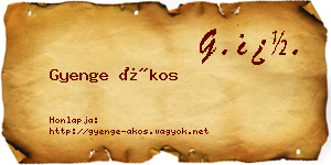 Gyenge Ákos névjegykártya